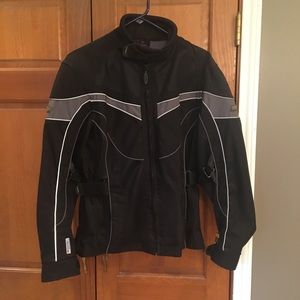 Black Motorcycle Jacket, Liner, and Gloves